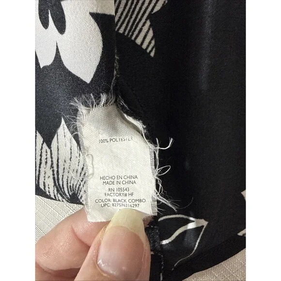 Daisy Fuentes Floral Tie Scoop Neck Sleeveless Blouse In Black And White Size M - Picture 6 of 10